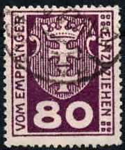 80 Pf. Portomarke mit Wz2., in a.-Farbe 1921, sauber bedarfsgest., in ...