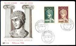 Olympiade 1956, hübsch auf Schmuck-FDC mit entspr. Stpln., Luxus.