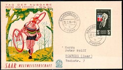 Radweltmeisterschaft 1955 auf Schmuck-FDC, Luxus.