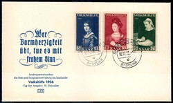 Volkshilfe-Satz 1956 auf Schmuck-FDC, Luxus.