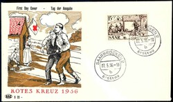Rotkreuz-Marke 1956 auf Schmuck-FDC, Luxus.