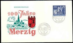 100 Jahre Stadt Merzig 1957, hübsch auf Schmuck-FDC, Luxus.