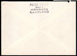 Saarmesse 1957 mit portogerechter ZF auf R.-Brief aus 'Homburg 01.8 ...