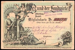 Bund der Landwirte, Mitgliedskarte an einen Gutsbesitzer im Landkreis ...
