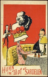 Jubiläums-Kochkunst-Ausstellung Berlin 1909: humoristische Farbkarte ...