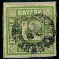 12 Kr. gelbgrün 1862, allseits voll- bis breitrandig und farbfrisch, ...