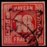 18 Kr. zinnoberrot 1862, farbfrisch und allseits vollrandig, ...