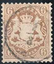 6 Kr. Staatswappen 1870, mit Wz1Y., farbfrisch, gut gezähnt und zart ...