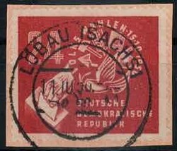 Volkswahlen 1950, auf Briefstück, sauber gest. 'Löbau', Kabinett. ...