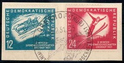 Wintersportmeisterschaften 1950, mit SST auf Briefstück, Kabinett. ...
