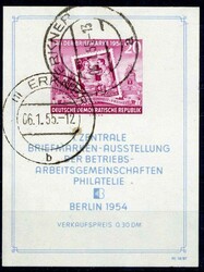 Briefmarkenausstellung Berlin-Block 1954, mit Abart III., mit zwei ...