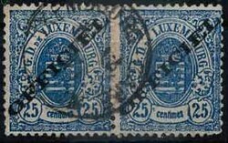 25 C. waager. Paar mit Aufdruck in breiter Type, bedarfsgest., in ...