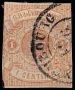 1 C. Staatswappen geschnitten 1863, bedarfsgest., etwas tangiert. ...