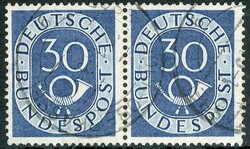 30 Pf. Posthorn 1951, im waager. Paar, sauber und schön gest., ...