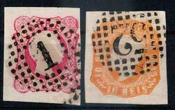 25 R. Pedro V. 1858 und 10 R. Luis I. 1862, jew. farbfrisch, allseits ...