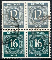 12 Pf. + 16 Pf. Ziffer 1946, zwei Exemplare zusammenhängend im ...