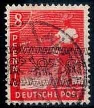 8 Pf. Arbeiter in aa.-Farbe, mit Bandaufdruck, sauber gest., farbgepr ...