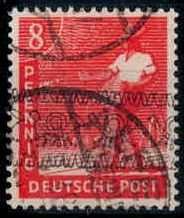 8 Pf. Arbeiter in aa.-Farbe, mit Bandaufdruck, sauber gest., farbgepr ...