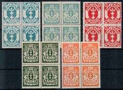 Freimarken-Satz 1923, in Viererblöcken, tadellos postfrisch, Pracht. ...