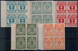 Freimarken-Satz 1923, in Viererblöcken einheitl. mit linkem ...