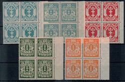 Freimarken-Satz 1923, in Viererblöcken einheitl. mit rechtem ...