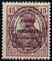 15 Pf. Germania Aufdruckmarke in b.-Farbe, sehr sauber ungebraucht, ...