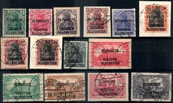 Germania-Marken mit Aufdruck 1920, 15 Pf.-Wert in beiden Farben, vier ...