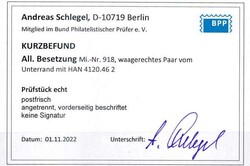 10 Pf. Ziffer 1946, im waager. Paar mit Unterrand und HAN '4120.46 2' ...