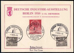 ERP 1950 zus. mit zweimal Mi.-Nr. 42. auf Karte der Deutschen ...