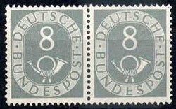 8 Pf. Posthorn 1951, im waager. Paar, tadellos postfrisch, Kabinett. ...