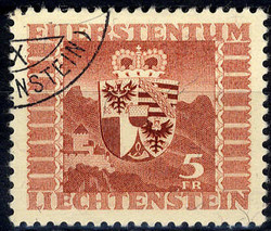 5 Fr. Freimarke Wappen 1947, sauber gest., Pracht. M€ 70,--