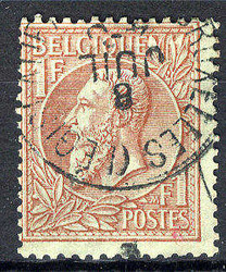 1 Fr. Freimarke König Leopold II. 1884, sauber gest., Pracht.