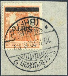 7 1/2 Pf. Germania 1920, mit kopfstehendem Aufdruck, herrl. auf ...