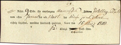 1810, Soest: seltener Postmeister-Zeitungsschein mit Vordruck 'Soest' ...