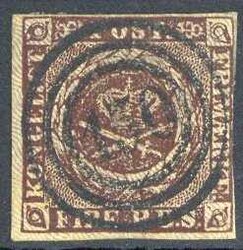 Ringnummernstpl. '150' (Ratzeburg), ideal zentr. auf Dänemark-Nr. 1. ...