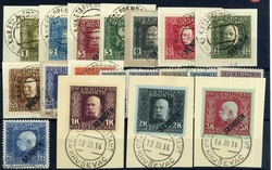 Bosnien-Aufdruckmarken 1914, sauber gest., 13 Werte auf Briefstücken ...