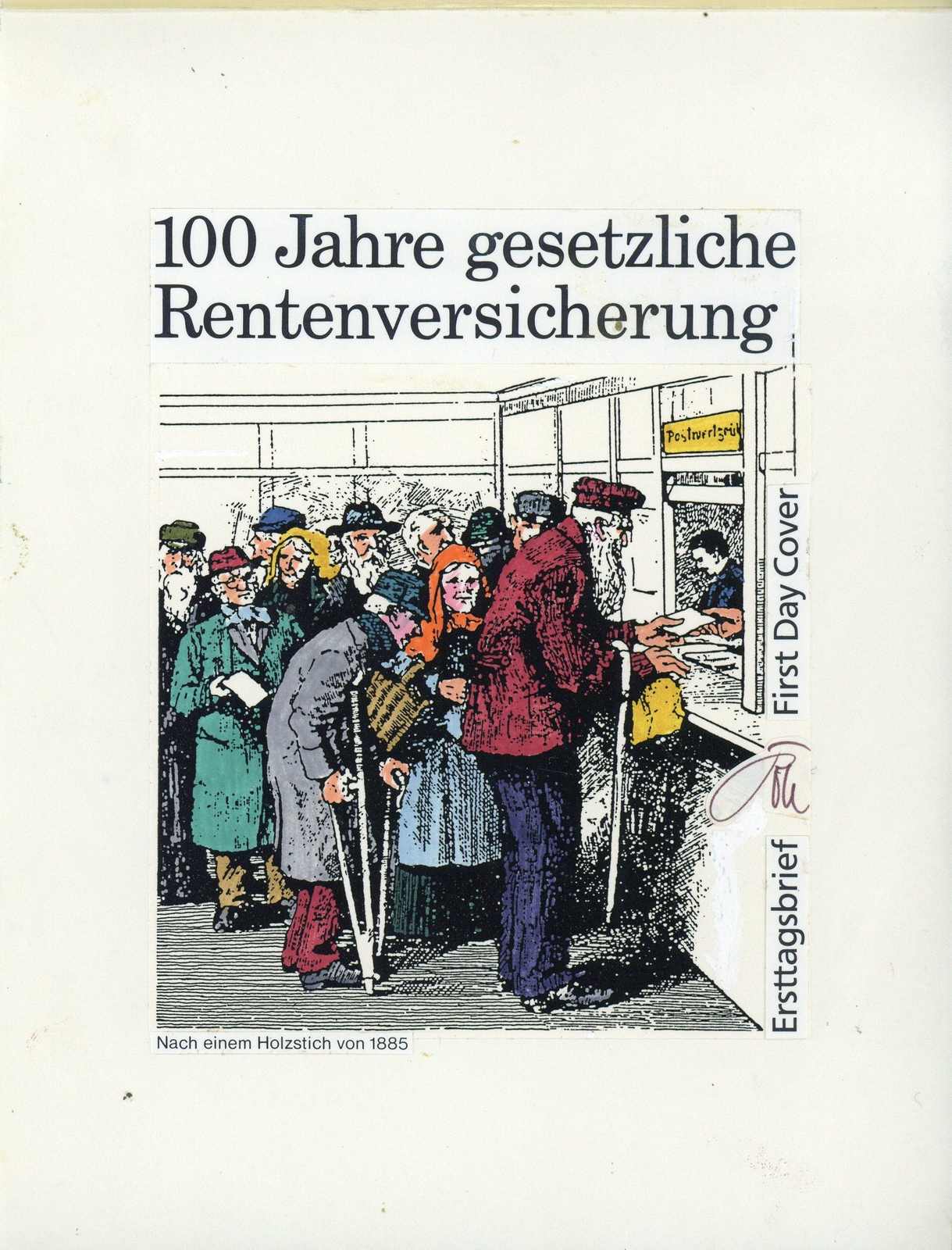 100 Jahre gesetzliche Rentenversicherung 1989, Original-Entwurf (15,4 ...