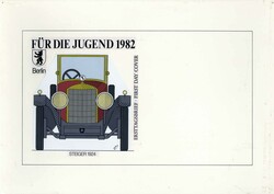 Jugend: Historische Kraftfahrzeuge-Satz 1982, vier Original-Entwürfe ...