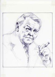 90. Geburtstag von Dr. Ludwig Erhard 1987, Original-Entwurf (ca. 21,8 ...