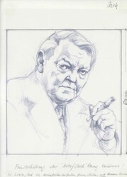 90. Geburtstag von Dr. Ludwig Erhard 1987, Original-Entwurf (ca. 21,8 ...
