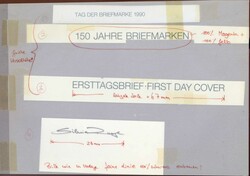 150 Jahre Briefmarken 1990, Original-Entwurf (ca. 20,8 x 29,5 cm) zu ...