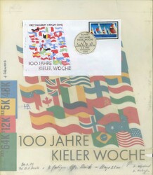 100 Jahre Kieler Woche 1982, Original-Entwurf (ca. 26 x 29,8 cm) zu ...
