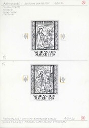 Weihnachten 1979, beide Original-Entwürfe auf einer Seite (ca. 22,6 ...