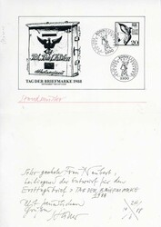 Tag der Briefmarke 1988, Original-Entwurf (ca. 17,9 x 25 cm) zu einem ...