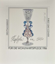 Wohlfahrt: Kostbare Gläser-Sätze 1986, acht Original-Entwürfe zu ...