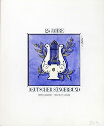 125 Jahre deutscher Sängerbund 1987, Original-Entwurf (ca. 20,1 x 24 ...