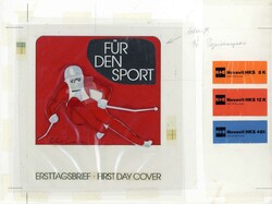 Sporthilfe (Skifahren) 1978, Original-Entwurf (32,9 x 24,7 cm) zu ...