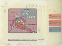Sporthilfe (Skifahren) 1978, Original-Entwurf (32,9 x 24,7 cm) zu ...