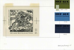 350 Jahre westfälischer Friede 1998, Original-Entwurf (23,1 x 15,6 ...