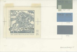 350 Jahre westfälischer Friede 1998, Original-Entwurf (23,1 x 15,6 ...